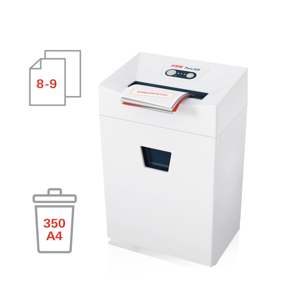HSM Καταστροφέας Εγγράφων Cross cut 8 - 9 Φύλλων με Κάδο 25 l Pure 320 document shredder - 3,9 x 30 mm HSM Καταστροφέας Εγγράφων Cross cut 8 - 9 Φύλλων με Κάδο 25 l Pure 320 document shredder - 3,9 x 30 mm