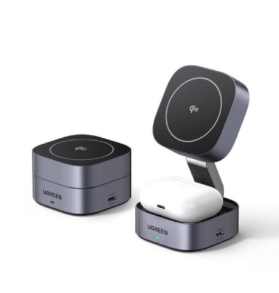 Wireless Magnetic Charger/Stand 2in1 UGREEN 15W Qi2 W702 35316 Grey Wireless Magnetic Charger/Stand 2in1 UGREEN 15W Qi2 W702 35316 Grey