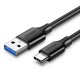 Charging Cable USB 3.0 UGREEN US184 TYPE-C Black Nickel 1m 20882