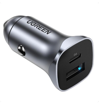 Car Charger UGREEN CD130 18W PD+USB QC3.0 Silver 30780 Car Charger UGREEN CD130 18W PD+USB QC3.0 Silver 30780