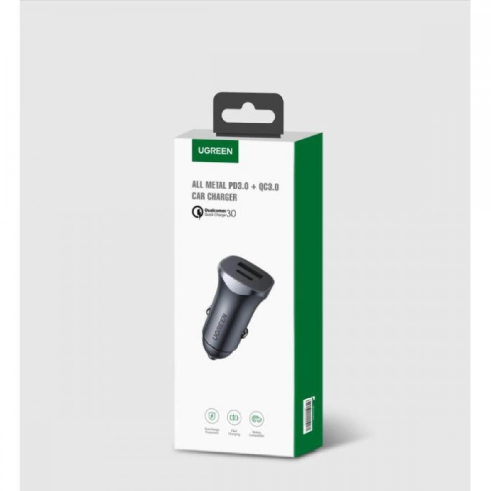 Car Charger UGREEN CD130 18W PD+USB QC3.0 Silver 30780