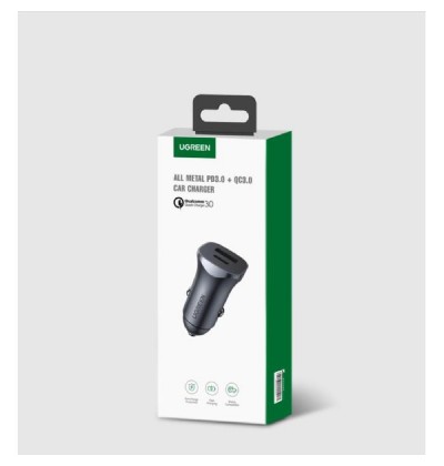 Car Charger UGREEN CD130 18W PD+USB QC3.0 Silver 30780 Car Charger UGREEN CD130 18W PD+USB QC3.0 Silver 30780
