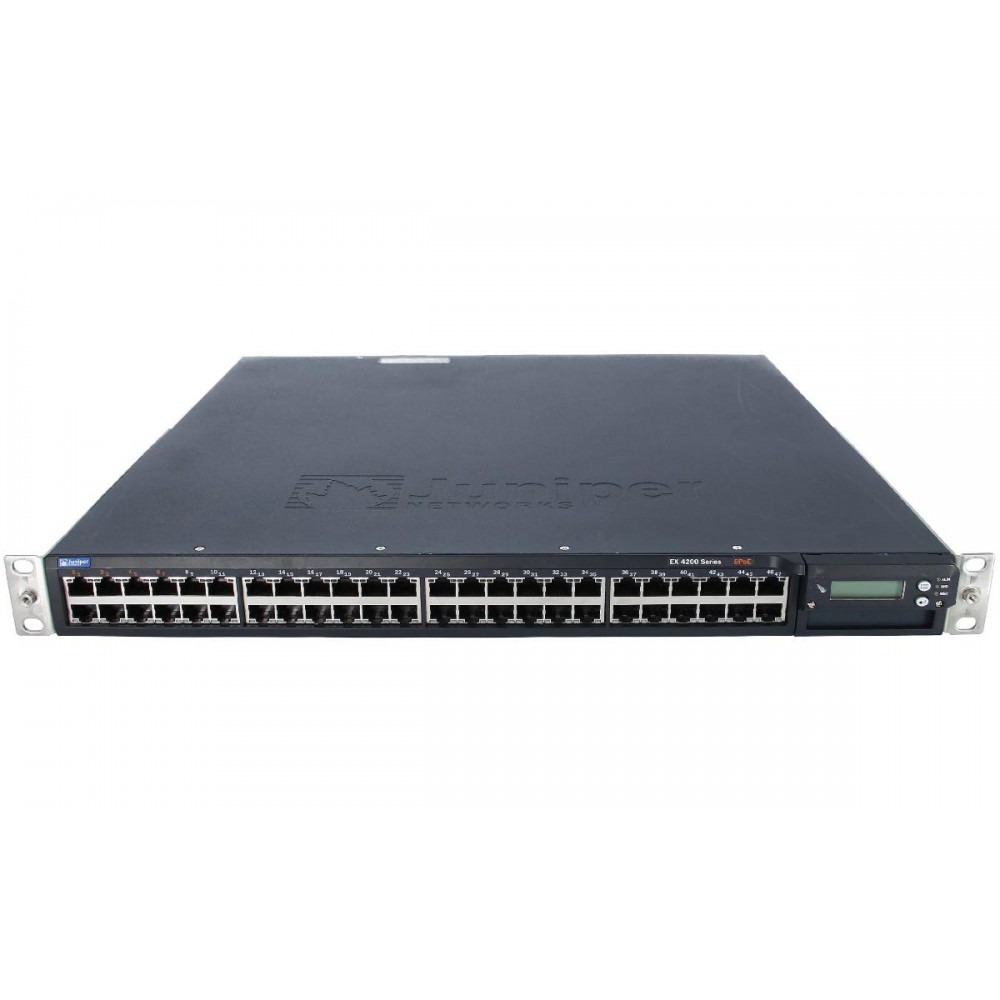 SWITCH JUNIPER EX4200-48T 48-Ports Gigabit POE (8 PoE PORTS) /w 2xPSU 320W (EX-PWR-320-AC) w/ Rkmnts