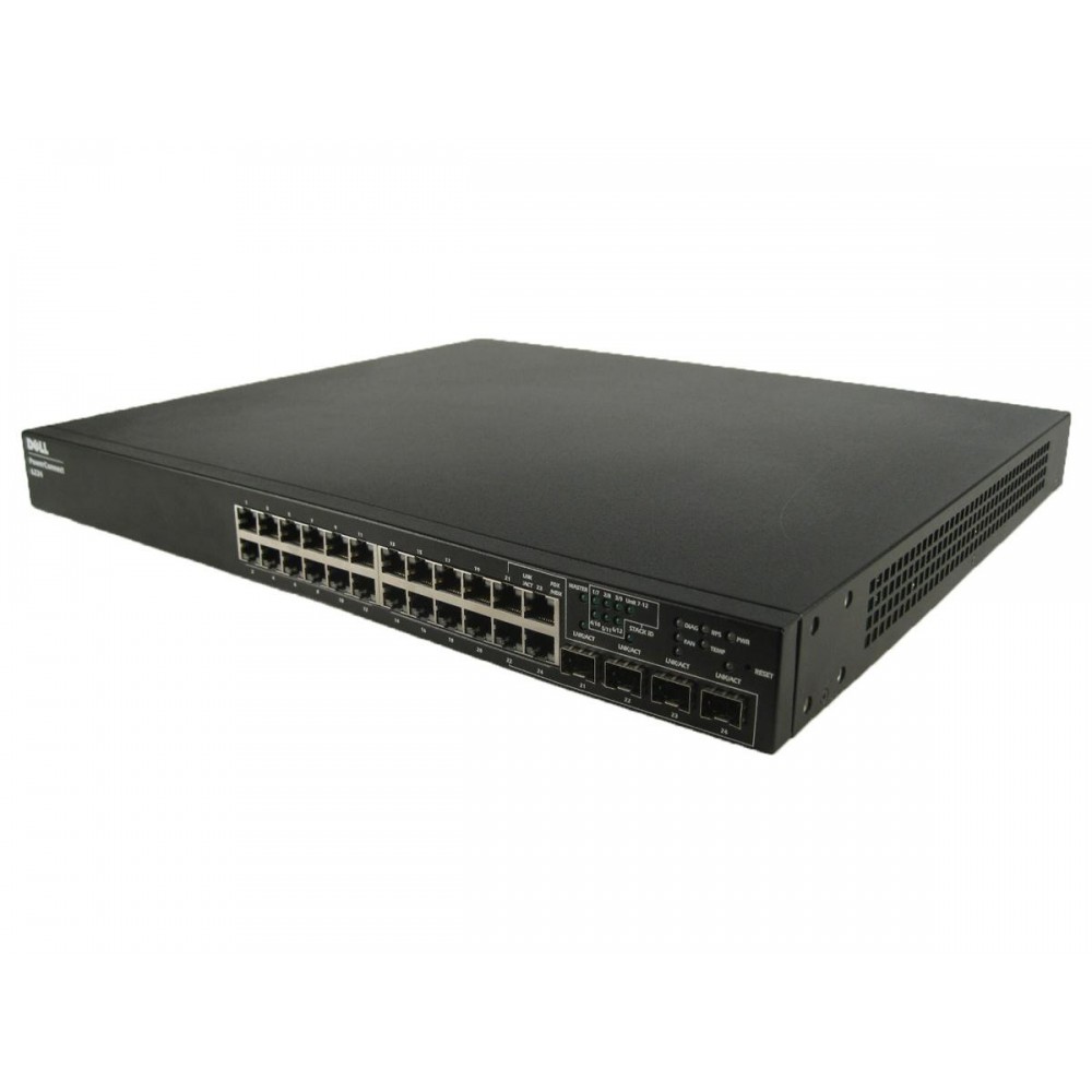 SWITCH DELL Powerconnect 6224 24-Ports Gigabit (4) 1G SFP /w STACKING MODULE 10G (P/N: YY741) w/ Rkmnts