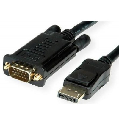 CABLE ROLINE BLACK DISPLAYPORT MALE TO VGA MALE 2m - Refurbished CABLE ROLINE BLACK DISPLAYPORT MALE TO VGA MALE 2m - Refurbished