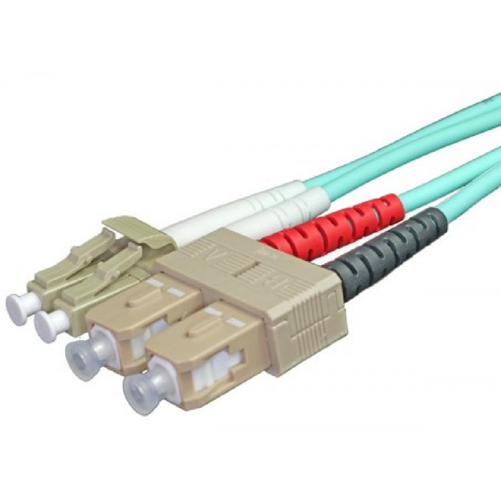 DUPLEX AQUA LSOH FIBRE PATCH LEAD OM3 50/125 LC-SC 5M