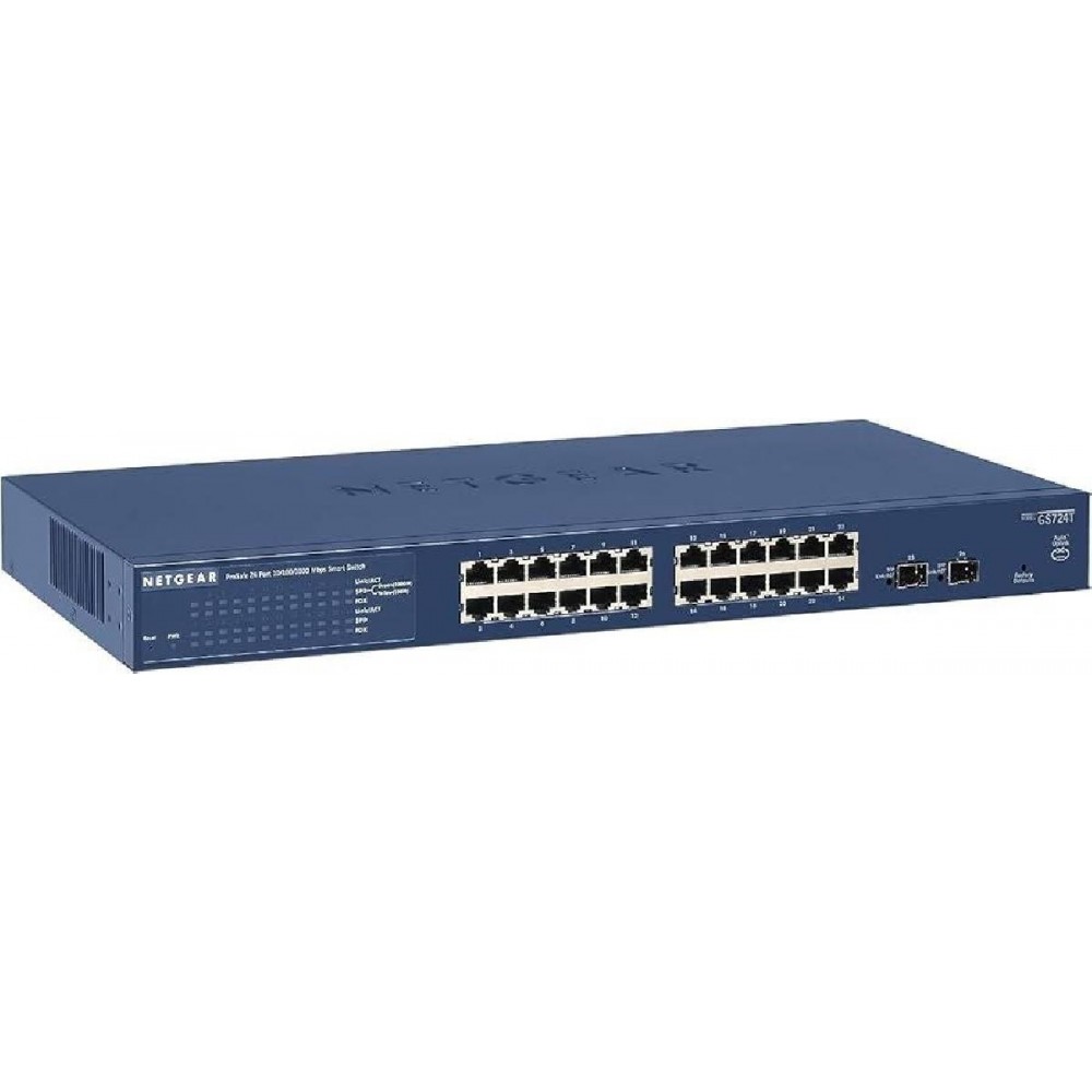 SWITCH NETGEAR PROSAFE SMART SWITCH GS724T 24-Ports Gigabit (2) 1G SFP w/ Rkmnts - Refurbished