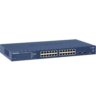 SWITCH NETGEAR PROSAFE SMART SWITCH GS724T 24-Ports Gigabit (2) 1G SFP w/ Rkmnts - Refurbished