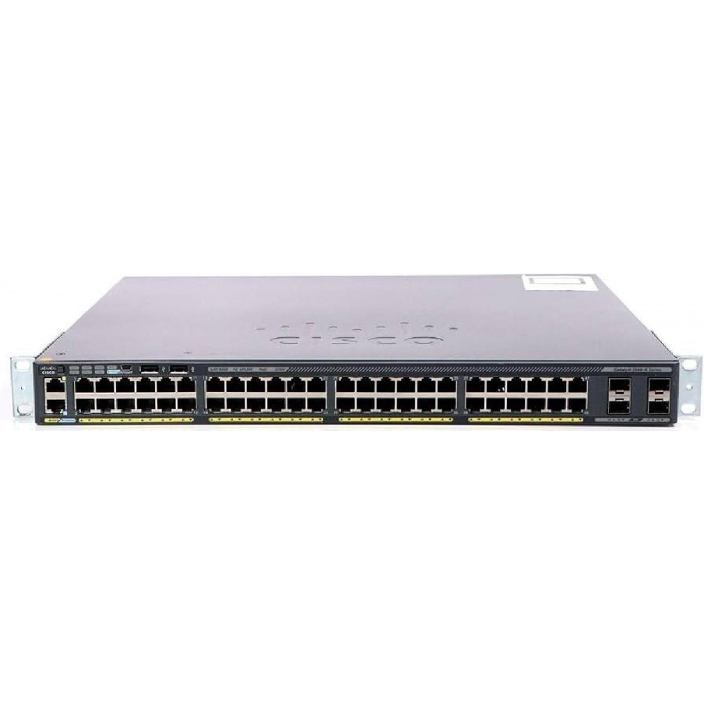 SWITCH CISCO WS-C2960X-48LPS-L 48-Ports Gigabit (4) 1G SFP POE+ /w C2960X-STACK w/ Rkmnts - Refurbished