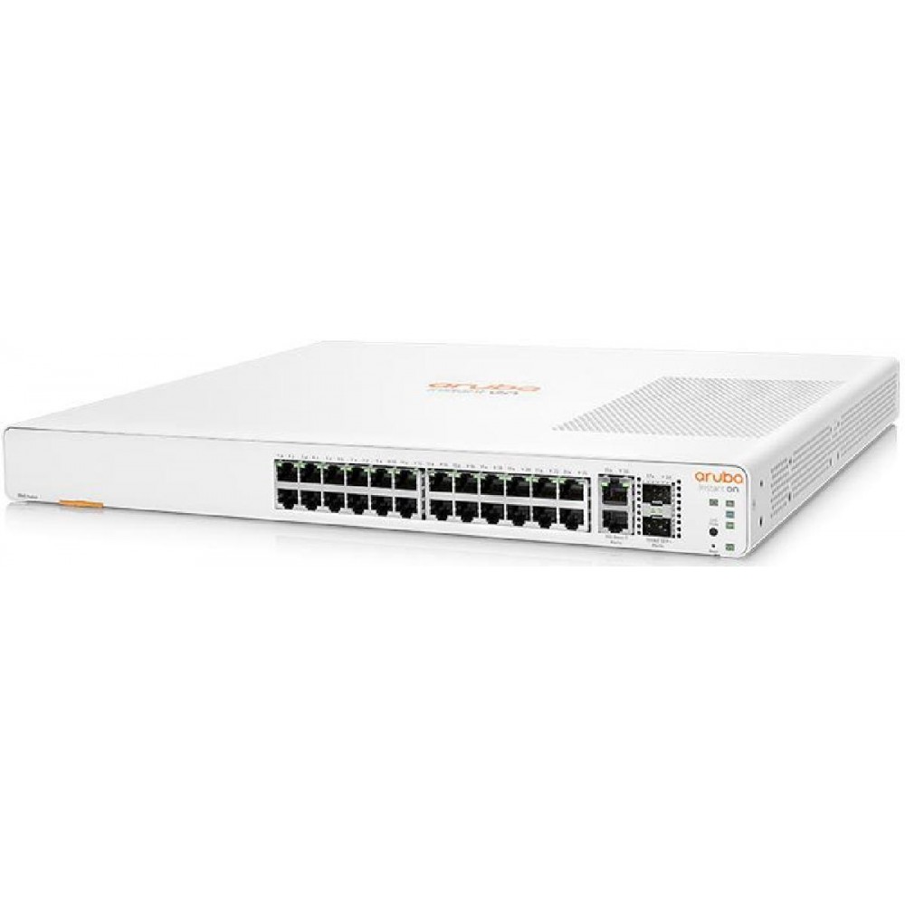 SWITCH ARUBA INSTANT ON 1960 24G 24-Ports Gigabit (2) 10G SFP+ or (2) 10G RJ45  w/ Rkmnts - Refurbished