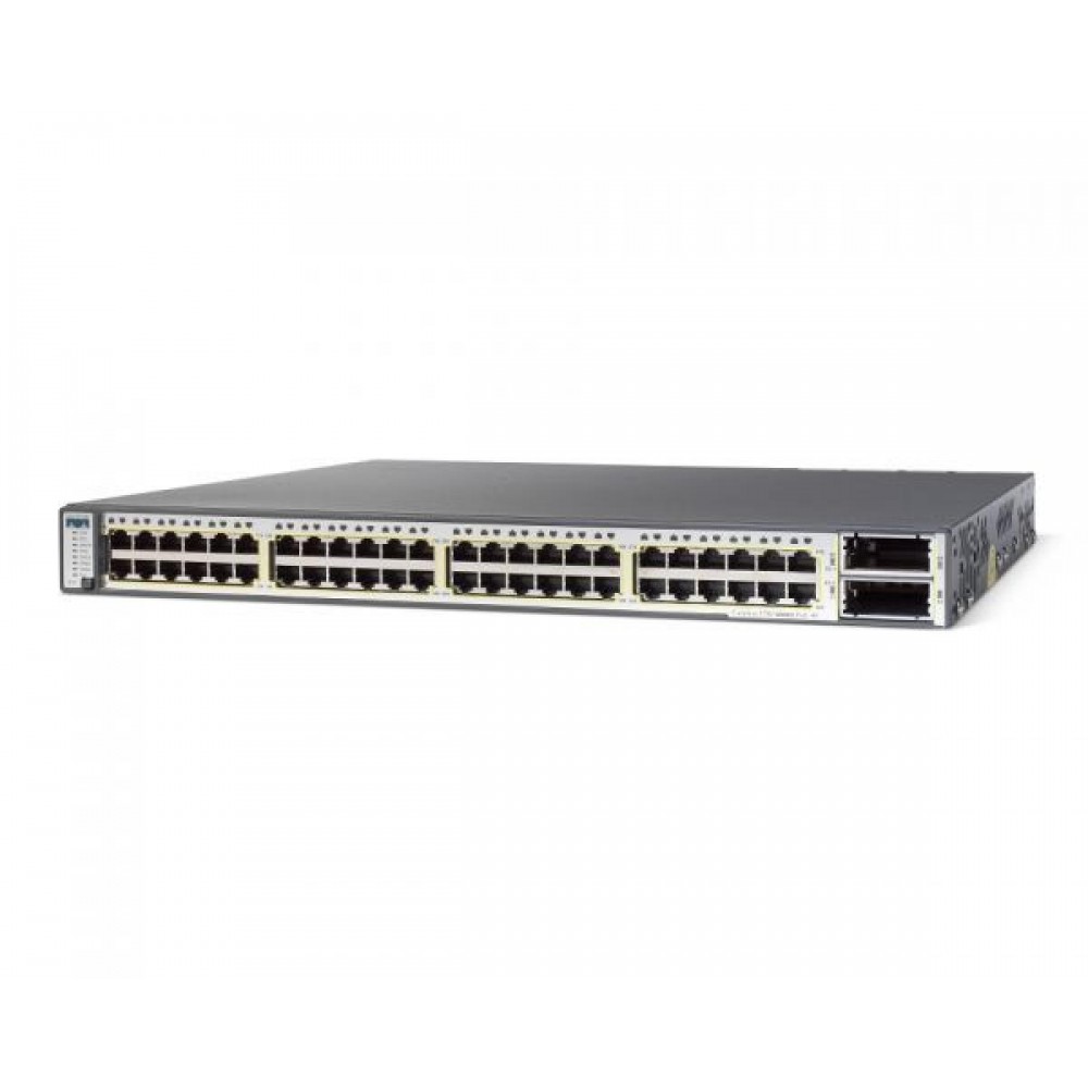 SWITCH CISCO WS-C3750E-48TD-S 48-Ports Gigabit (2) 10G SFP /w 1xPSU (C3K-PWR-265WAC) w/ Rkmnts