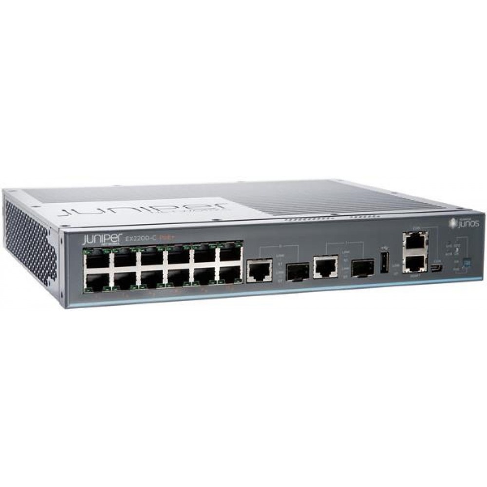 SWITCH JUNIPER EX2200 12-Ports Gigabit (2) 1G SFP POE+ 12 w/ Rkmnts - Refurbished SWITCH JUNIPER EX2200 12-Ports Gigabit (2) 1G SFP POE+ 12 w/ Rkmnts - Refurbished
